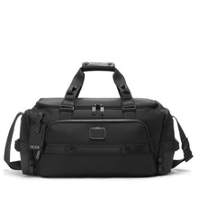 Load image into Gallery viewer, Front panel view of the black duffel bag.