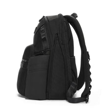 Load image into Gallery viewer, Side panel view of the backpack showing the adjustable feature unzipped.