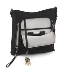 Load image into Gallery viewer, Interior view of the front pocket, featuring  short lanyard with a key clip inside.