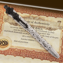 Load image into Gallery viewer, Front view of the fountain pen, placed on top of the certificate.