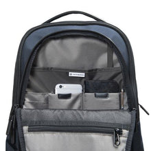 Load image into Gallery viewer, Interior view of the front pocket showing organizational features for your phone and other contents.