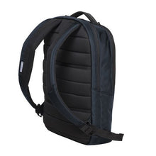 Load image into Gallery viewer, Angled back view of the backpack showing a padded pack and adjustable shoulder straps.