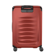 Load image into Gallery viewer, Back panel view of the suitcase with the handle retracted.