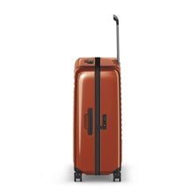 Load image into Gallery viewer, Side panel view of the suitcase, featuring a grab handle and a TSA approved three-digit combination.