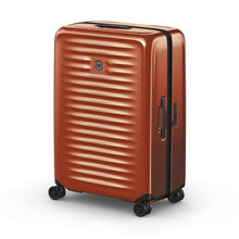 Load image into Gallery viewer, Angled front view of the suitcase with the telescopic handle retracted.