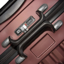 Load image into Gallery viewer, Top view of the 12-bottle case. A grab-handle and a TSA-approved three-digit combination lock are at the center.
