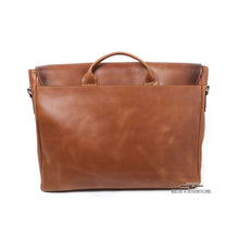 Load image into Gallery viewer, Vintage Leather Messenger Bag Back