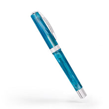 Load image into Gallery viewer, The blue fountain pen with the cap on, closed.