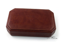 Load image into Gallery viewer, Top view of the closed leather presentation box.