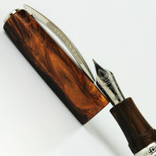 Load image into Gallery viewer, Visconti Medici Fountain Pen with Chrome Trim, Cap and Nib Close-Up