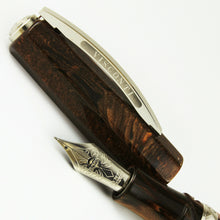 Load image into Gallery viewer, Visconti Medici Fountain Pen w/Chrome Trim, Cap and Nib close-up