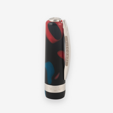 Load image into Gallery viewer, Close up to the Visconti Woodstock in Dark Lava Lamp Fountain Pen Cap. The clip has VISCONTI engraved on both sides. The cap ring has an engraving with the word WOODSTOCK on it.