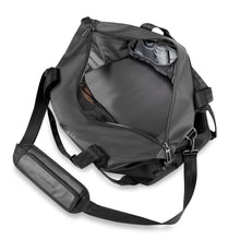 Load image into Gallery viewer, Briggs & Riley ZDX Cargo Crossbody Satchel - Black
Image of Zip-around access to large main compartment that easily holds business and casual wear, odd-shaped items, packing cubes, travel accessories, toiletries and more.  Two bloused pockets keep socks, belts, underwear and other accessories organized and easy to find
	Height	Width	Depth	Weight
US	13.25"	22.25"	12"	          2.1 lbs.
EU	33.8 cm	30.5 cm	56.6 cm	 .9 kg