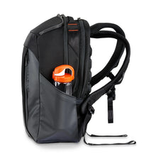 Load image into Gallery viewer, Briggs & Riley ZDX Cargo Backpack - Black
Shown in Side Panel View with pocket for water bottle or travel thermos
Dimensions:  18 x 12 x 8.8"
Weight:           2.1 lbs.