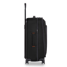 Load image into Gallery viewer, Briggs & Riley ZDX Medium Expandable Spinner - Black
Image of side panel view shown in non-expanded position.
	Height	Width	Depth   Weight
US	26"	         18"	        12"	       10.4 lbs.
EU	66 cm	45.7 cm	30.5 cm	4.7 kg