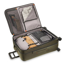 Load image into Gallery viewer, Briggs & Riley ZDX Large Expandable Luggage - Hunter Green
Generously sized cinch down garment panels keeps contents from shifting in transit; an integrated mesh zip pocket keeps smaller items within easy reach 
	Height	Width	Depth	Weight
US	 29"	         20"	         12"	        11.4 lbs.
EU	73.7 cm	 50.8 cm	 30.5 cm	5.2 kg