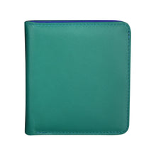 Load image into Gallery viewer, Front view of the Aqua and Cobalt wallet.