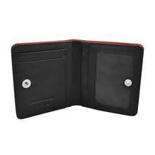 Load image into Gallery viewer, Inner view of the Red wallet with black interior.