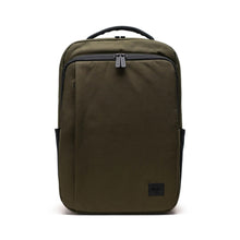 Load image into Gallery viewer, Front panel view of the ivy green Kaslo backpack. 
