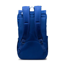 Load image into Gallery viewer, Back panel view of the royal blue of Little America backpack. 
