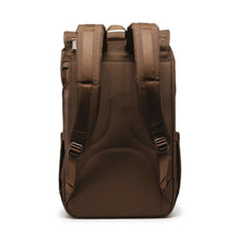 Load image into Gallery viewer, Back panel view of the brown dark earth backpack. 
