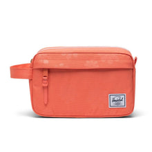 Load image into Gallery viewer, Front panel view of the coral floral travel kit. 

