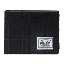 Load image into Gallery viewer, Front view of the Roy Wallet in Plaid Embossed black.
