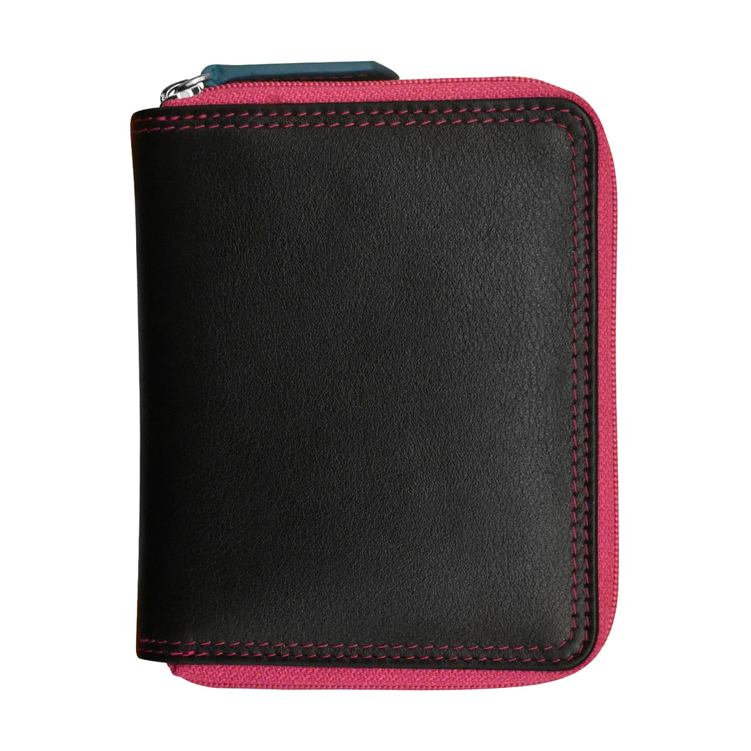 Small Multi-Color Zip Wallet - Black Brights