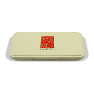 Top view of the pen case, set on a white background. The case is a cream-white color. The writing in the center reads FRANK LLOYD WRIGHT COLLECTION.