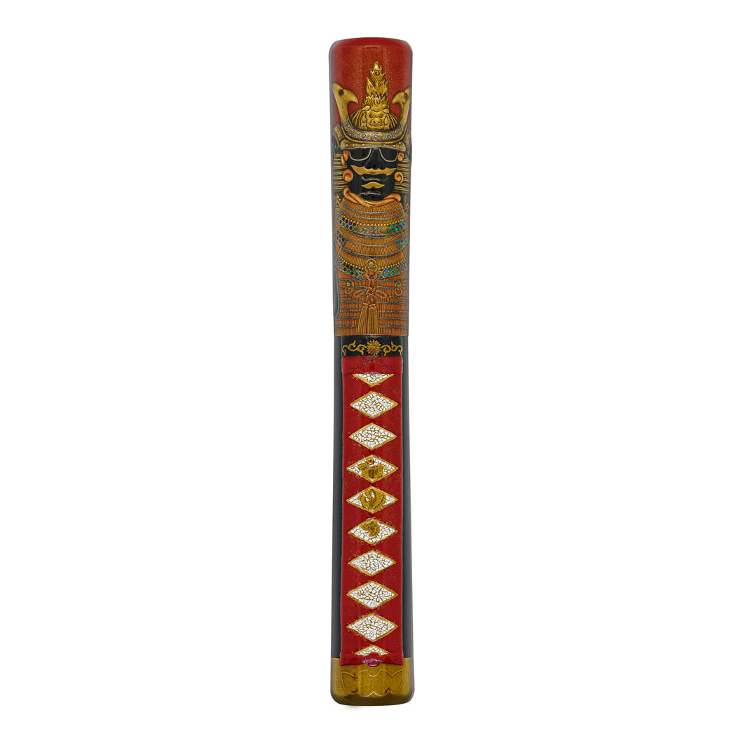 Front view of the Fountain Pen on a white background. The cap features a design of a Samurai wearing traditional armor. The barrel of the pen resembles the hilt of a katana.