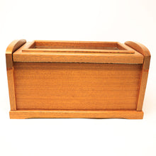Load image into Gallery viewer, Back panel view of the wooden watch chest. 
