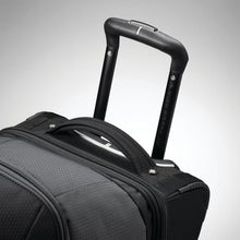 Load image into Gallery viewer, Close up of extended telescopic handle on black High Sierra wheeled duffel.
