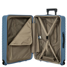 Load image into Gallery viewer, Inside view of the suitcase on a white background. The lid&#39;s zipper compartment is partly opened.
