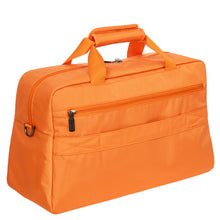 Load image into Gallery viewer, Back-angled view of the suitcase on a white background. It features a zipper-close compartment. 
