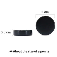 Load image into Gallery viewer, Side and front view of the backgammon chip, measuring 2 centimeters in diameter, and .5 centimeters in height.
