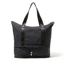 Load image into Gallery viewer, Back view of the black bag expanded. Set on a white background. 
