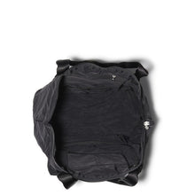Load image into Gallery viewer, Top view of the black bag with the zipper open. Set on a white background. 

