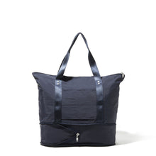 Load image into Gallery viewer, Back view of the expanded bag in navy. Set on a white background. 
