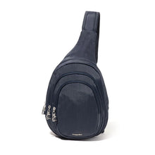 Load image into Gallery viewer, Front view of the Navy bag on a white background. 
