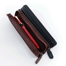 Load image into Gallery viewer, Bella Soft Black Leather Zippered Single Pen Case
