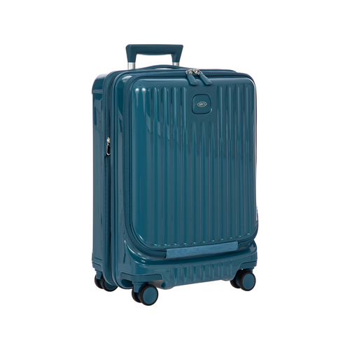 Angled front view of the suitcase on a white background. 