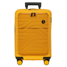 Load image into Gallery viewer, Front view of the mango-yellow carry-on suitcase on a white background. 
