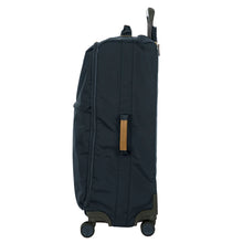 Load image into Gallery viewer, Side view of the suitcase on a white background. This side features a tan-colored handle.
