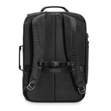 Load image into Gallery viewer, Back panel view of the black backpack.
