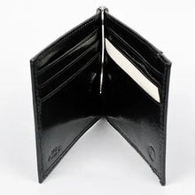 Load image into Gallery viewer, Sierra Italian Leather Money Clip Wallet - Black - Opened
