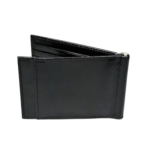 Sierra Italian Leather Money Clip Wallet - Black - Top View