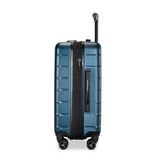 Load image into Gallery viewer, Side panel view of the blue hard shell suitcase. It features a grab handle. 
