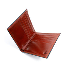 Load image into Gallery viewer, Sierra Italian Leather Hipster Wallet - Cognac -  Opened showing Credit Card Compartments
