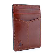 Load image into Gallery viewer, Sierra Italian Leather Money Clip Card Case - Cognac
