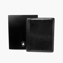 Load image into Gallery viewer, Sierra Italian Leather Letter Pad Folio - Black - Packaging
